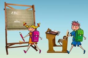back to school people drawing