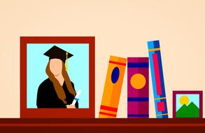 books learning graduation drawing