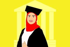 girl graduates celebration drawing