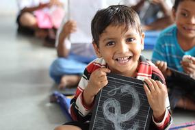 happy boy at school
