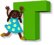 girl alphabet letters t green drawing