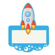 blue rocket spaceship clip art drawing