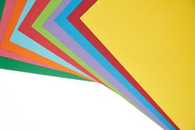 photo of colored paper on a white background