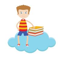 boy cloud read book drawing