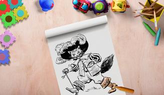 image of a cat in boots in children's coloring