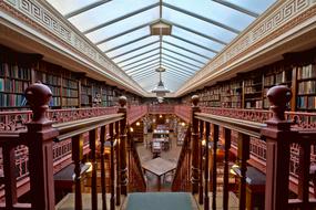 Books shelves red
