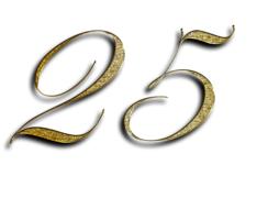 25, golden font