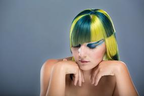 photo of a girl with yellow-green hair