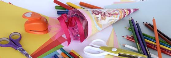 school supplies scattered
