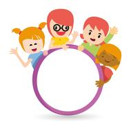 drawn schoolchildren around the ring