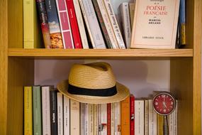 Bookcase Library and hat