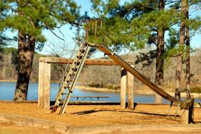 Vintage Playground in the park near the lake