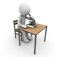 microscope research examine school 3d man drawing