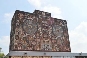 mural on facade of Central Library of the National Autonomous University of Mexico, Mexico city