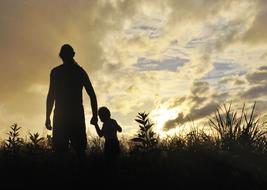 Father Son Walking sunset