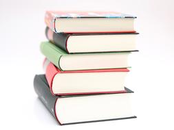 macro photo of a stack of school books