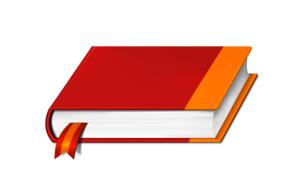 closed red book with bookmark, render