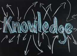 Colorful "Knowledge" text drawing on the black board