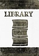 library text sign plate drawing