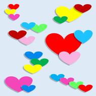 hearts 3d love rainbow drawing