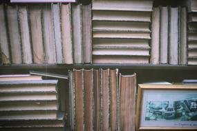 old books on shelves in the store