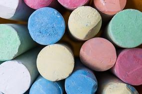 Colored Chalks in stack, macro