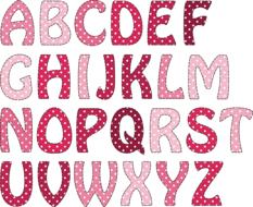pink letters in dots