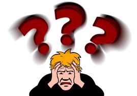 question mark sad person drawing