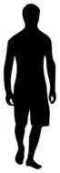 walking man in shorts, silhouette