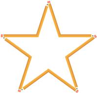 drawn star from pencils on a white background