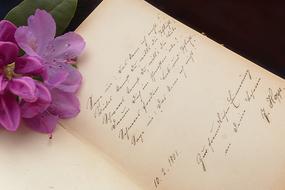 Poetry, Old Album and flowers