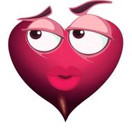 cartoon purple heart with face