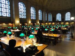 Boston Public Library green lamps