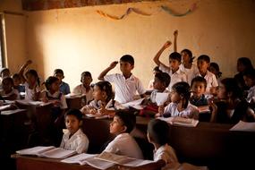 school children in class room