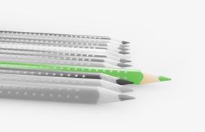 Pencils grey and one green