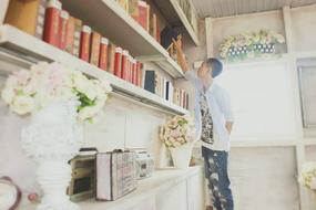 Boy and books