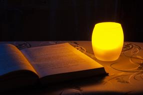 night lamp and open book