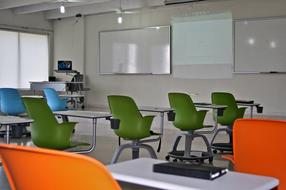colorful chairs in the school class
