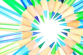 green and blue Pencil