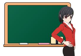 cartoon chalkboard girl drawing