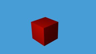 cube, red 3d figure at blue background