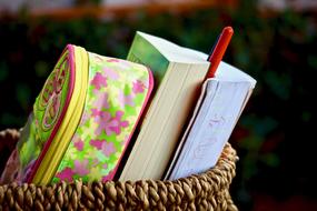 Books and pencil case