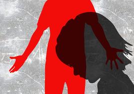 silhouette person red and black hand