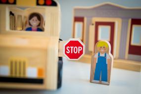 Stop School Bus wood drawing
