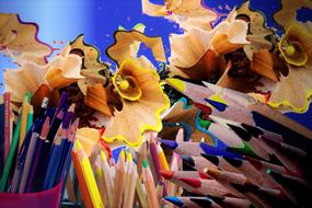 lots of pencils and lots of shavings