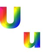 rainbow colored letters u