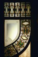 art nouveau stained glass Window of school of music, hungary, budapest