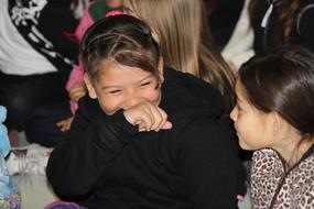 happy girls at school