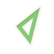 Green and white ruler at white background