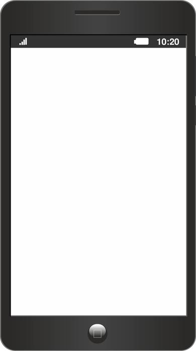 Black and white icon of smartphone with white image, clipart